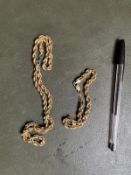 4ct Gold Rope Necklace with Matching 4ct Gold Rope Bracelet ~15g total
