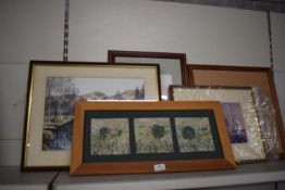 Framed Pictures and Prints Including Retro Tile Tr