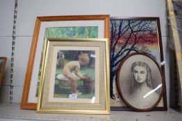 Framed Pictures, Prints, Tapestry, and a Pastel Po
