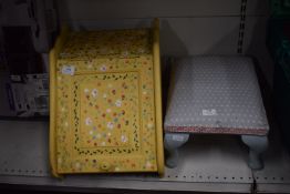 Painted Mailbox and a Upholstered Footstool