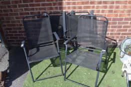 Four Black Mesh Folding Garden Chairs