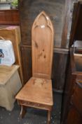 Solid Pine Gothic Style High Backed Chair