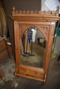Gothic Style Pine Framed Mirror with Towel Rail