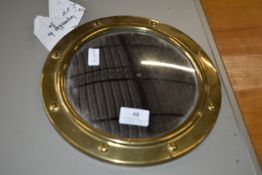 Brass Framed Circular Convex Mirror Porthole Style