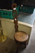 Carved Wooden Welsh Spinning Stool