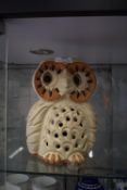 1970's Shelf Pottery Owl Lamp