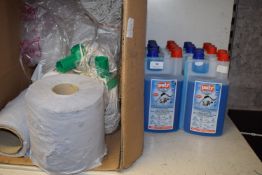 *Quantity of Milk Frother Cleaner, Assorted Mop Heads, Buckets, etc.