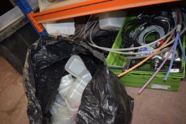 Assortment of Beer Pumps and Parts, and a Quantity of Plastic Tubs