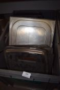 Quantity of Assorted Stainless Steel Trays and Bain Marie Lids