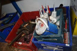 *Two Boxes Co0ntaining Crowbars, Shovels, Multipurpose Silicone, etc.