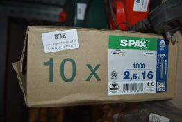 Ten Boxes of 1000 Spax Screws