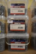 *3x 2.5kg Tubs of Unifix Round Wire Nails 50x2.65mm