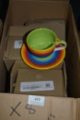 *Eight Rainbow Stripe Cups and Saucers
