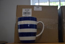 *Twelve Blue & White Striped Curved Mugs