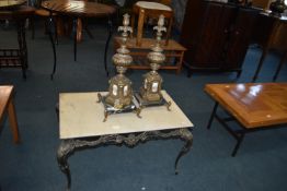 Decorative Brass Coffee Table with Marble Effect T