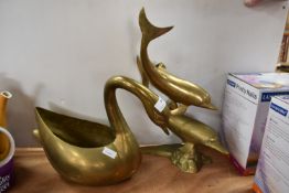 Brass Swan and Dolphins
