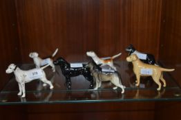 Six Small Beswick Dogs (one with broken tail)