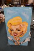 Double Sided Hand Painted Board Depicting Marylin