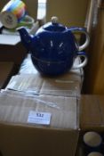 *Six Dark Blue Tea for One Teapot Cups
