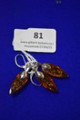 Amber Pendant and Matching Earrings with Sterling