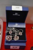 Swarovski Crystal Floral Pendant and Earrings with