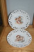 Pair of Victorian Pierced Plates with Cherub Desig