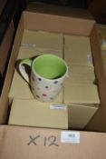 *Twelve Rainbow Polka Dot Curve Mugs
