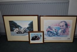 Three Framed Motorcycle Pictures
