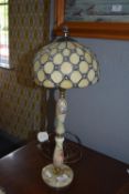 Onyx Table Lamp with Leaded Glass Shade