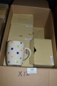 *Twelve Rainbow Polka Dot Curve Mugs