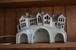 1970's Shelf Pottery Bridge Lamp