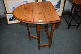 1930's Oak Barley Twist Oval Gate Leg Table