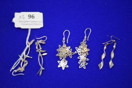 Three Pairs of Silver Earrings ~14g total
