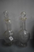 Etched Glass Decanter and Claret Jug