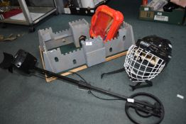 Toy Fort and an Ice Hockey Helmet