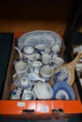 Blue & White Pottery Mugs, Plates, etc.