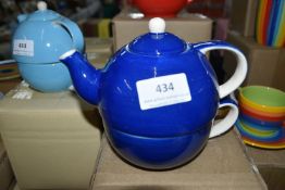 *Six Dark Blue Tea for One Teapot Cups