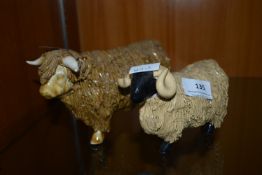 Pottery Highland Cow and Ram