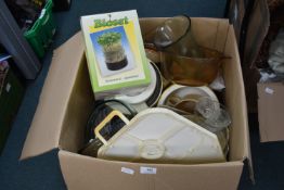 Large Box of Kitchenware, Glass Pottery, etc.