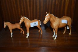 Beswick Pony and Two Foals