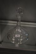 Large Ships Cut Glass Lead Crystal Decanter