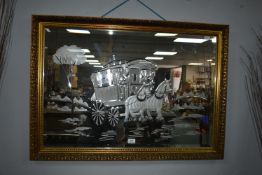 Etched Glass Gypsy Caravan Mirror with Gilt Frame