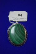 Silver Mounted Malachite Brooch