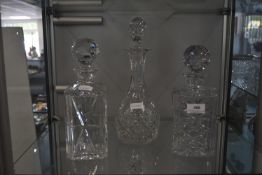 Three Cut Glass Lead Crystal Decanters
