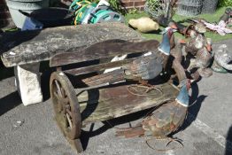 Two Metal Pheasants and a Miniature Bench