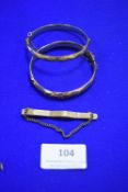 Two Rolled Gold Bangles and a Tie Clip