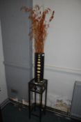 Metal Framed Stand plus Vase, and a Dried Grass Ar