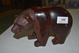 Carved Wooden Brown Bear