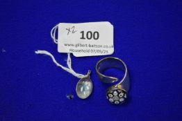 Sterling Silver Ring with Mille Fiori Glass Caboch