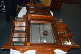 Large Ornate Mahogany Overmantel Mirror